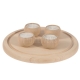 Tealight tray with wooden tealight holders