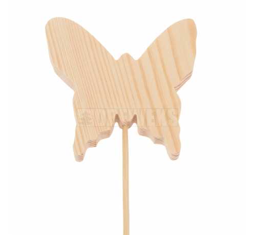 Wooden butterfly 8cm on stick