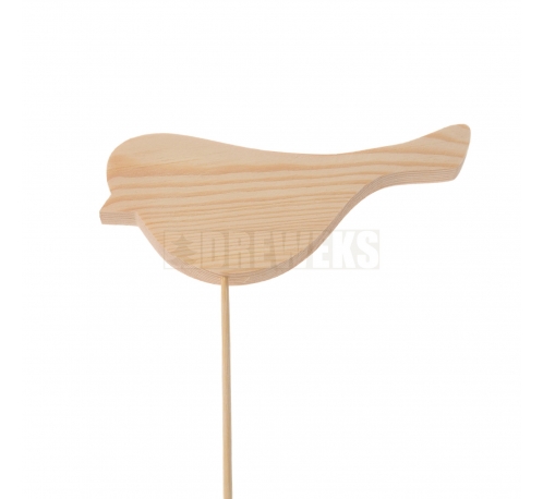 Wooden bird on stick