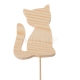 Wooden cat 10cm on stick