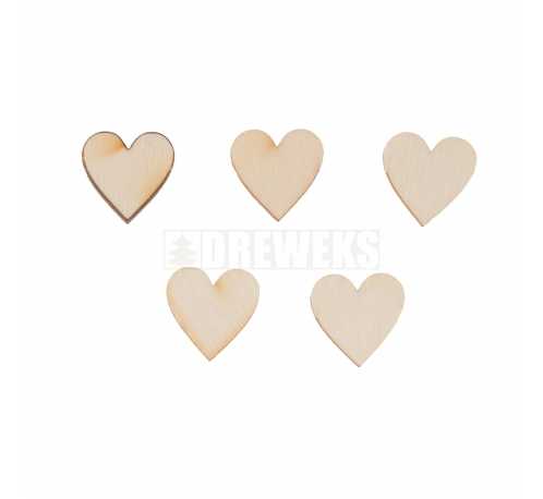 Heart cut-out 20mm - plywood/ set of 5 pcs
