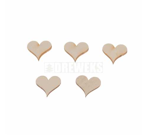 Heart cut-out 15mm - plywood/ set of 5 pcs
