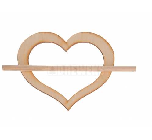 Heart shaped curtain clip H130mm - plywood