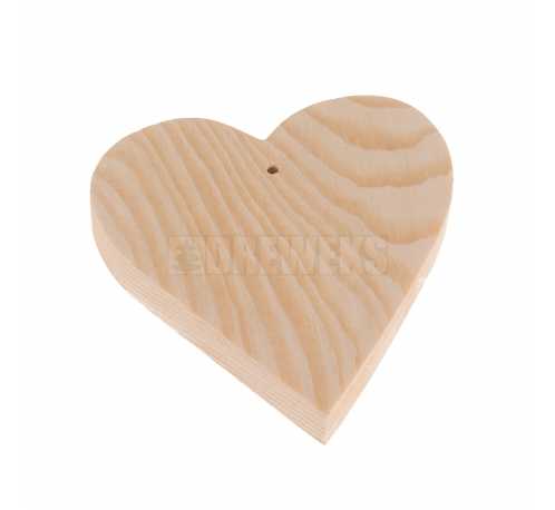 Heart cut-out 70mm - wood/ with hole