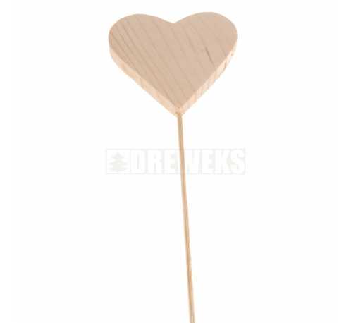 Heart cut-out 70mm - wood/ on stick