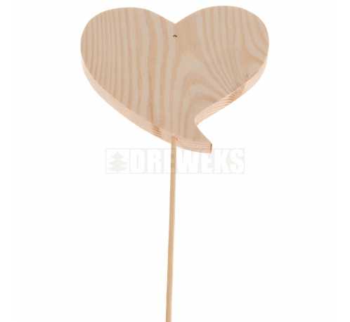 Heart cut-out 70mm - wood/ twisted shape/ on stick