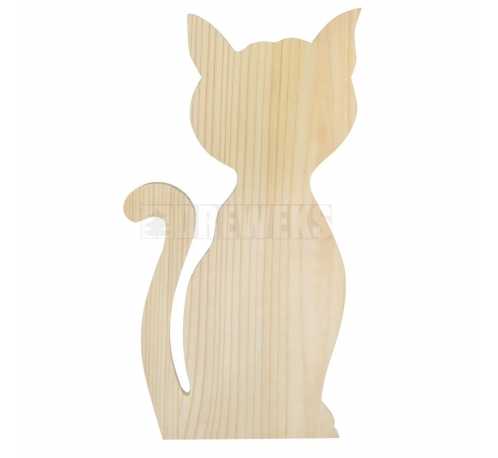 Wooden cat 38cm