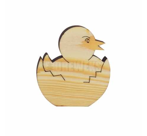 Wooden chicken in egg