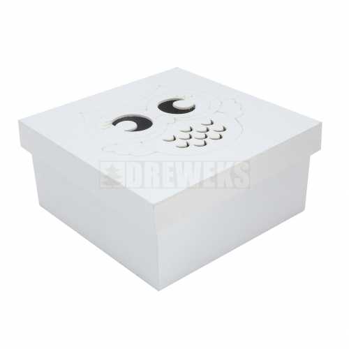 Cube white box with owl