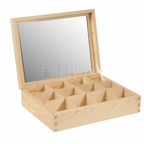 Box / container with mirror - 12 compartments