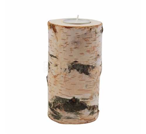 Wooden birch candlestick 15cm