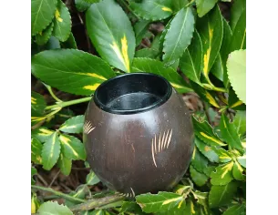 OUTLET Świecznik owalny brązowy