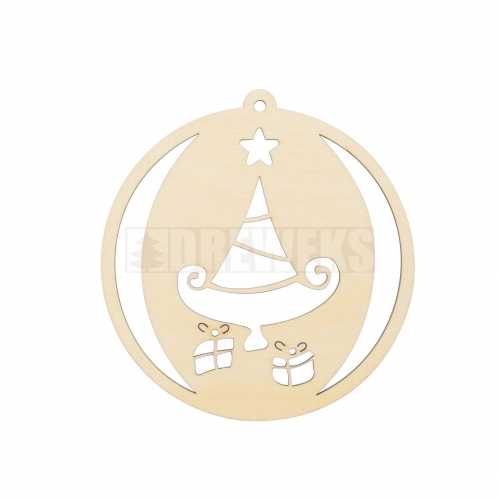 Bauble shaped tag - Christmas tree with gifts