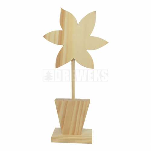Wooden flower on stand - small