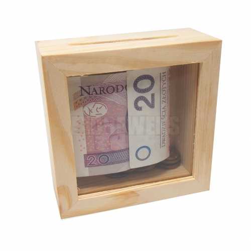 Money box with glass