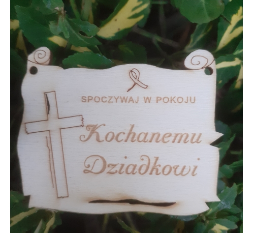 OUTLET Zawieszka pożegnalna- kochanemu dziadkowi (wymiary - 5.2x6.5x0.3 cm) - o24/102