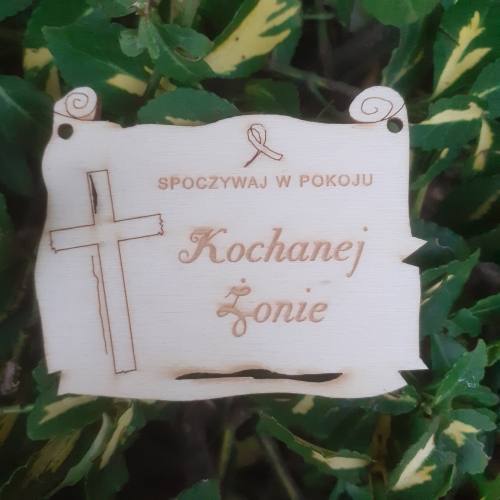 OUTLET Zawieszka pożegnalna - kochanej żonie (wymiary - 5.2x6.5x0.3 cm) - o24/107