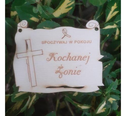 OUTLET Zawieszka pożegnalna - kochanej żonie (wymiary - 5.2x6.5x0.3 cm) - o24/107