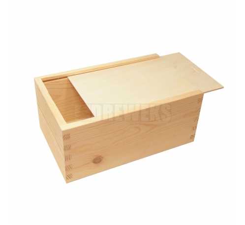 Box for pictures with sliding lid and compartment