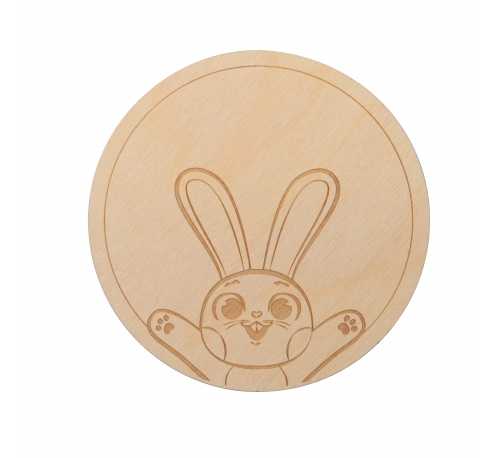 Plywood coaster with rabbit