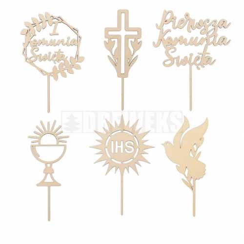 Wooden mini toppers for Holy Communion - set of 6