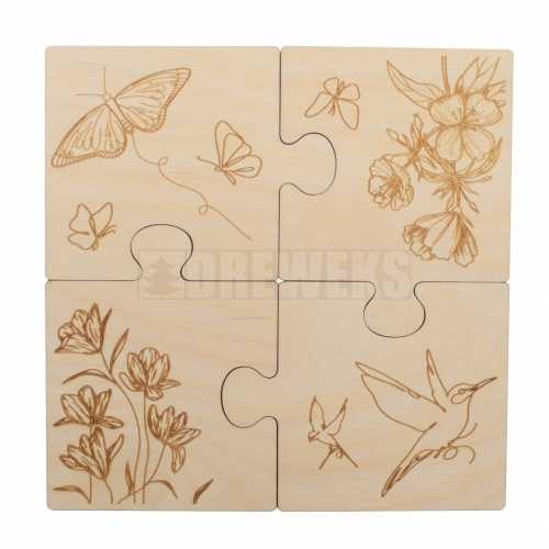 Coaster puzzles with spring engraving