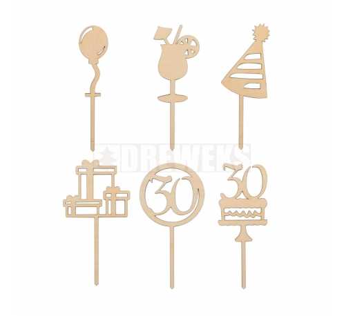 Mini toppers for 30th birthday - set of 6