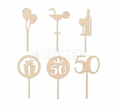 Mini toppers for 50th birthday - set of 6