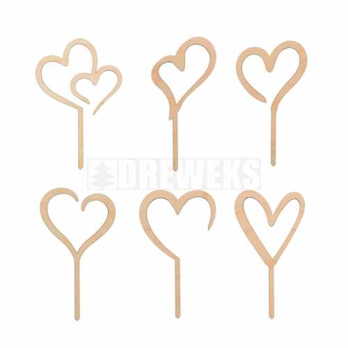 Mini heart toppers - set of 6