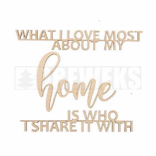 Napis "What I love most about my home is who I share it with"
