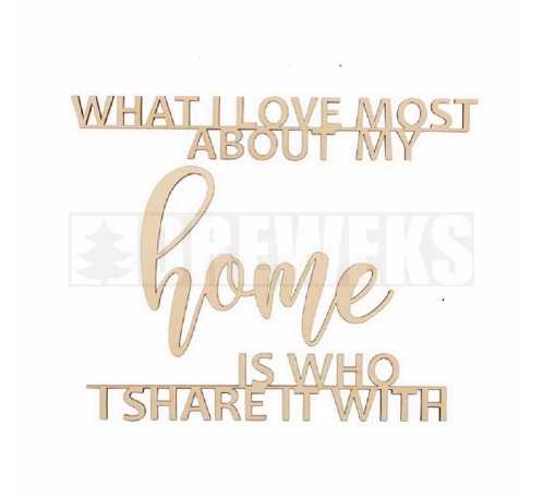 Inscription "What I love most about my home is who I share it with"