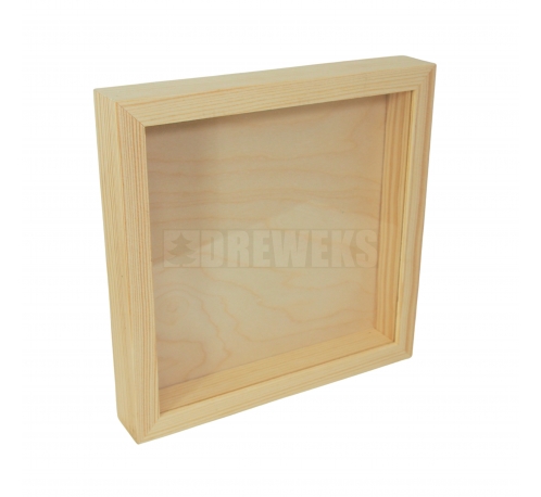 3D wooden frame with glass.